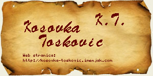 Kosovka Tošković vizit kartica